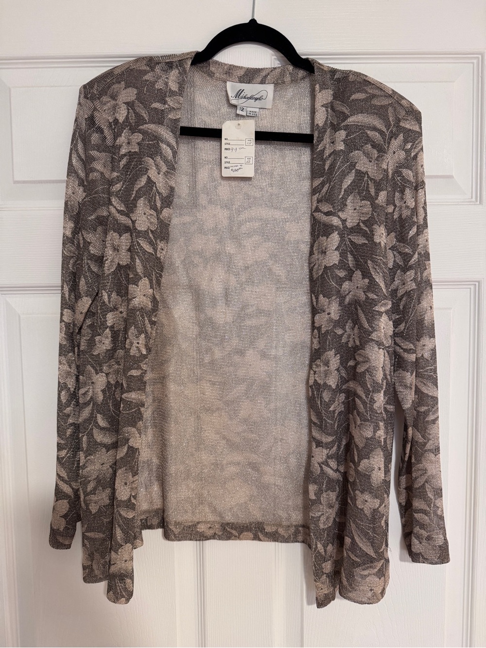 Vintage Floral Shimmer Open-Front Women's Cardigan NWT
